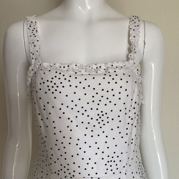 Urban Outfitters Wren Ivory Dotted Linen Viscose Ruffle Mini Dress Size Small - Picture 5 of 16